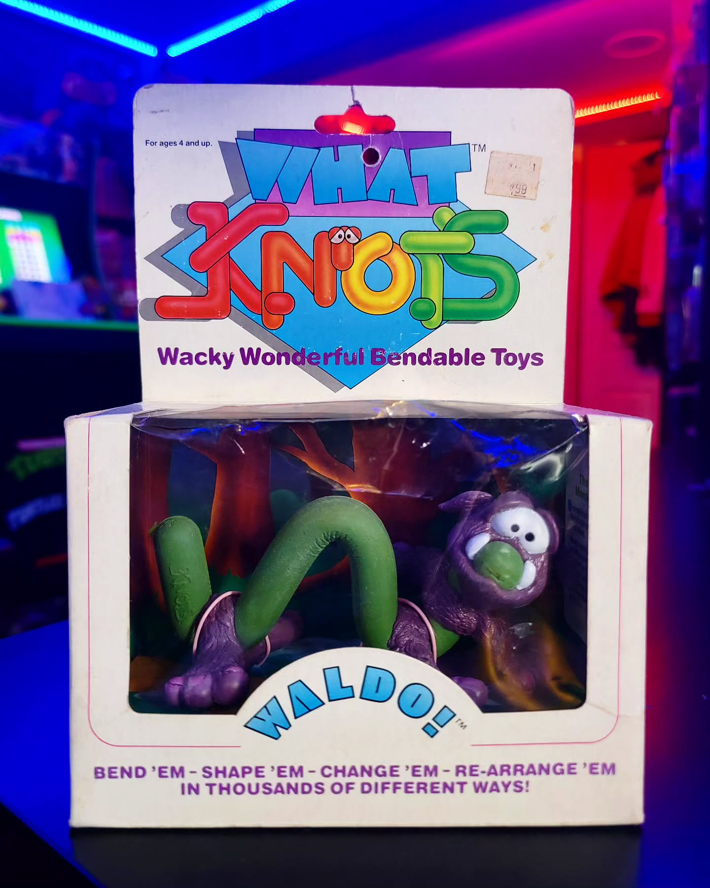 Photo shared by David Apuzzo on May 23, 2025 tagging @shopthecuriosity. May be an image of toy and text that says 'For HyиK4 nblwиomoлHemA up. WWHAT TM KNOT 240 1-0 Wacky Wonde Wonderful WackyWonderfuiBendableToy erful Bendable Toys WALDO! BEND 'EM SHAPE EM -CHANGE 'EM RE-ARRANGE 'EM IN THOUSANDS OF DIFFERENT WAYS!'.